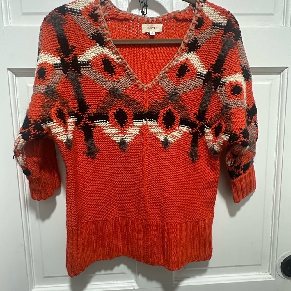Fiets Voor 2 Cadmium Geometry Sweater Size XS Orange ANTHROPOLOGIE - Picture 2 of 4